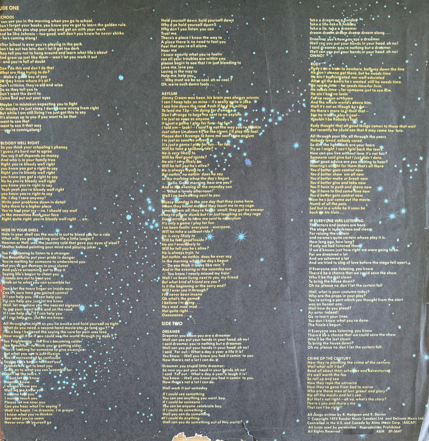 SUPERTRAMP - Crime Of The Century (Pressage Canada)