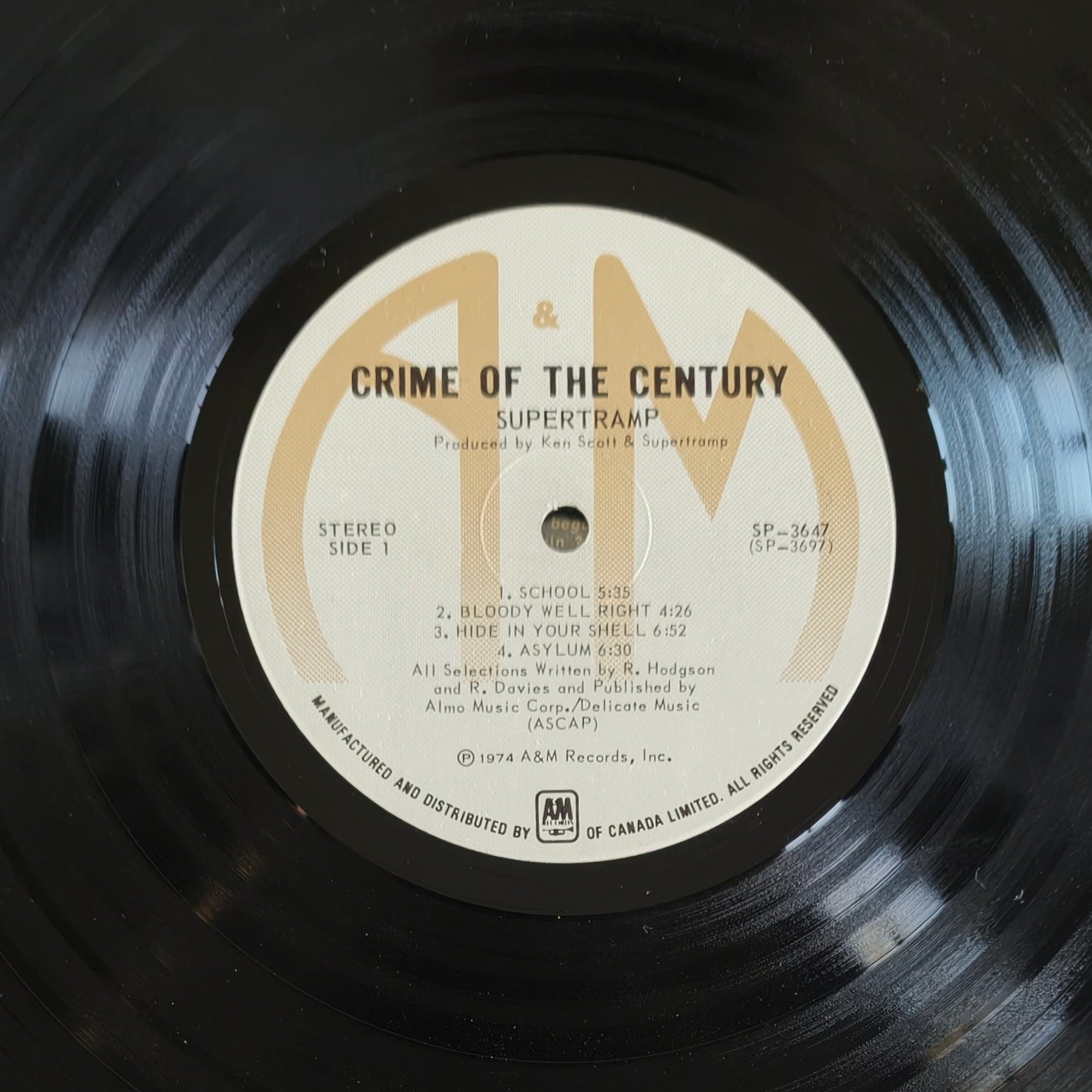 SUPERTRAMP - Crime Of The Century (Pressage Canada)