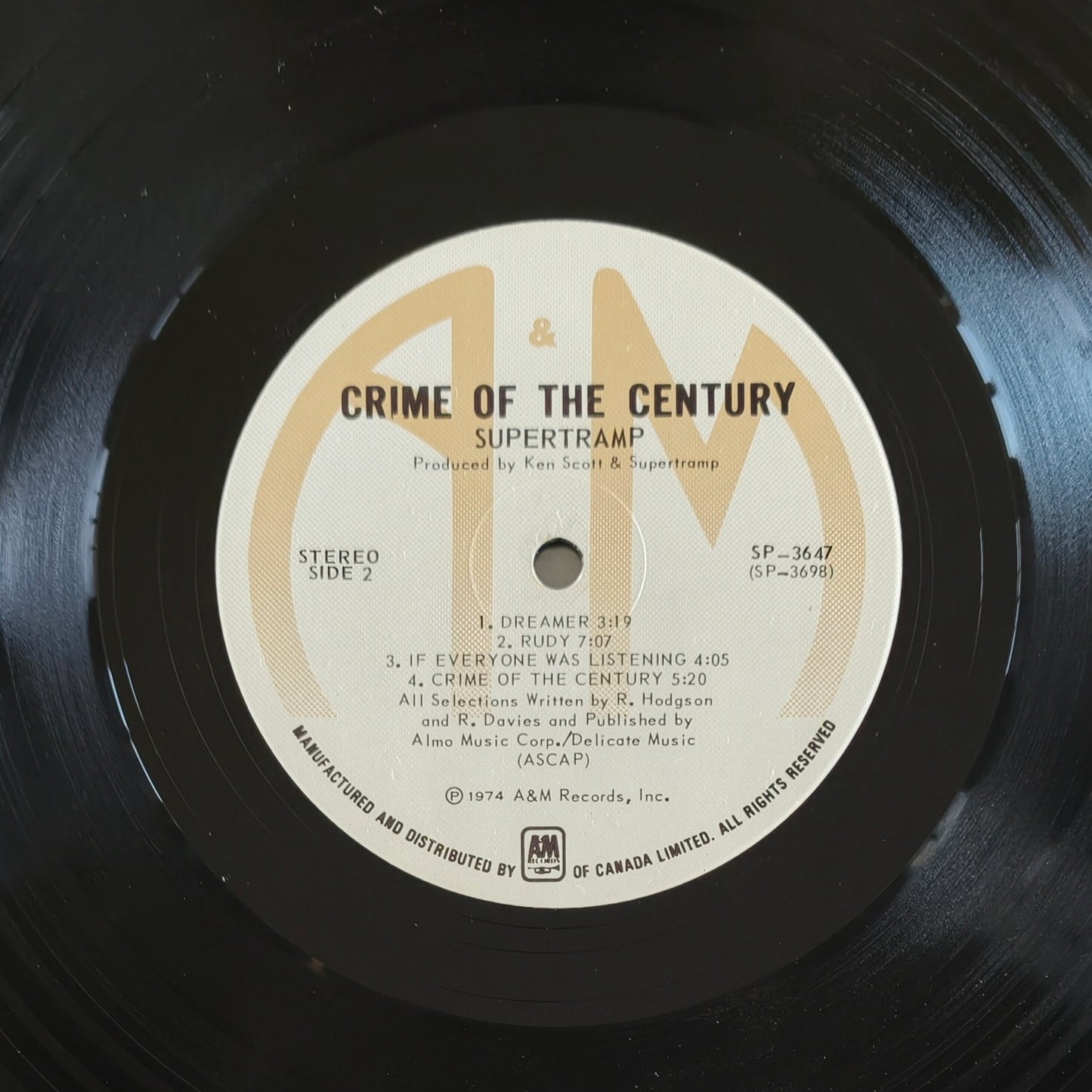 SUPERTRAMP - Crime Of The Century (Pressage Canada)