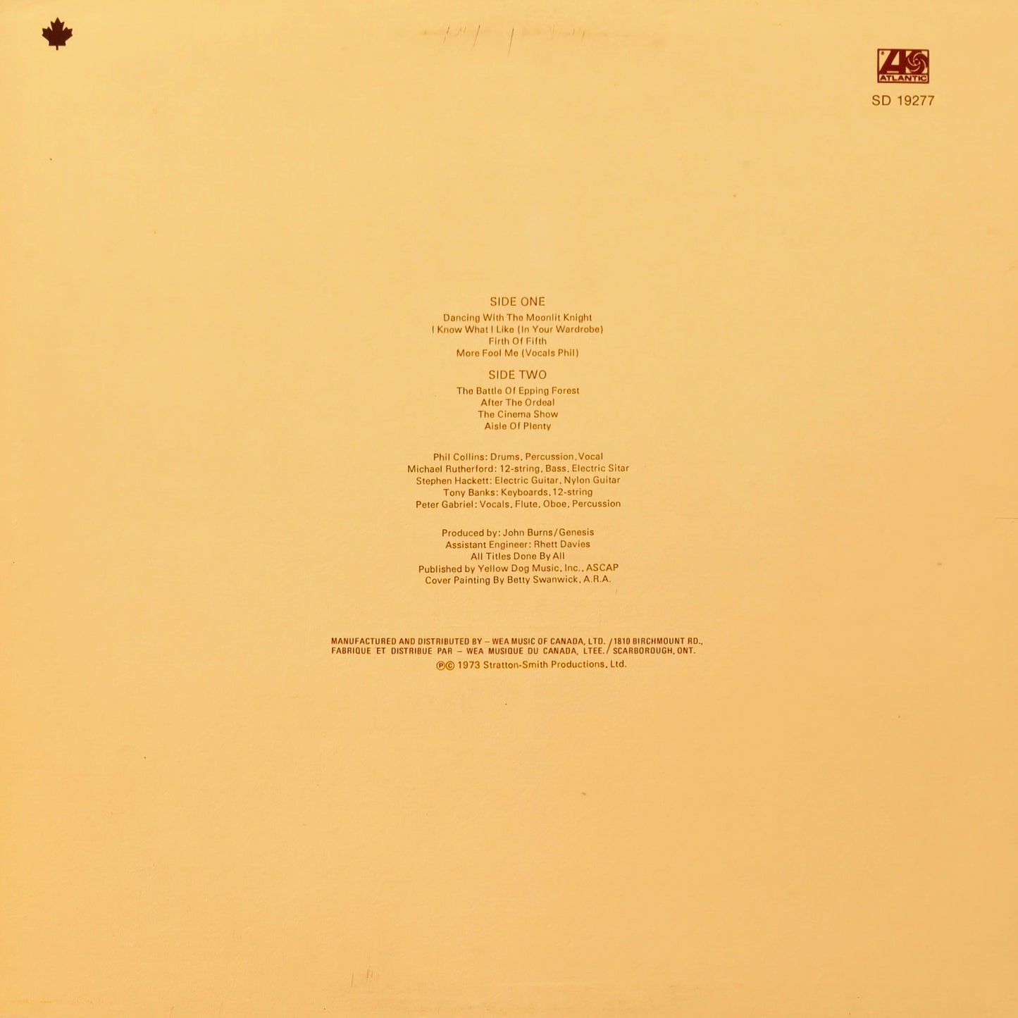 GENESIS - Selling England By The Pound (Pressage Canada)