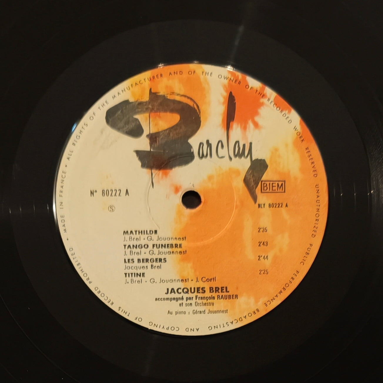JACQUES BREL - Jacques Brel (Vinyle 10 pouces 25 cm)