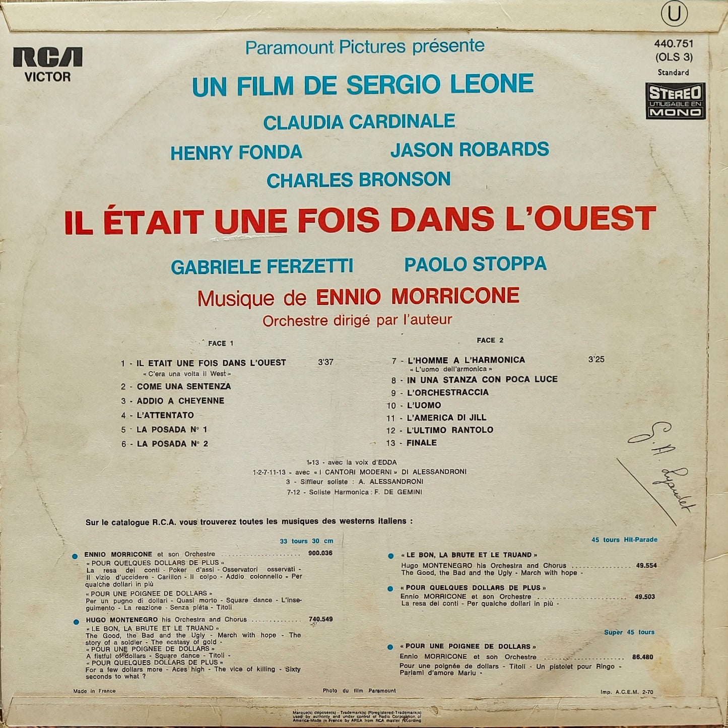 ENNIO MORRICONE - Il Était Une Fois Dans L'Ouest (Bande Originale Du Film)