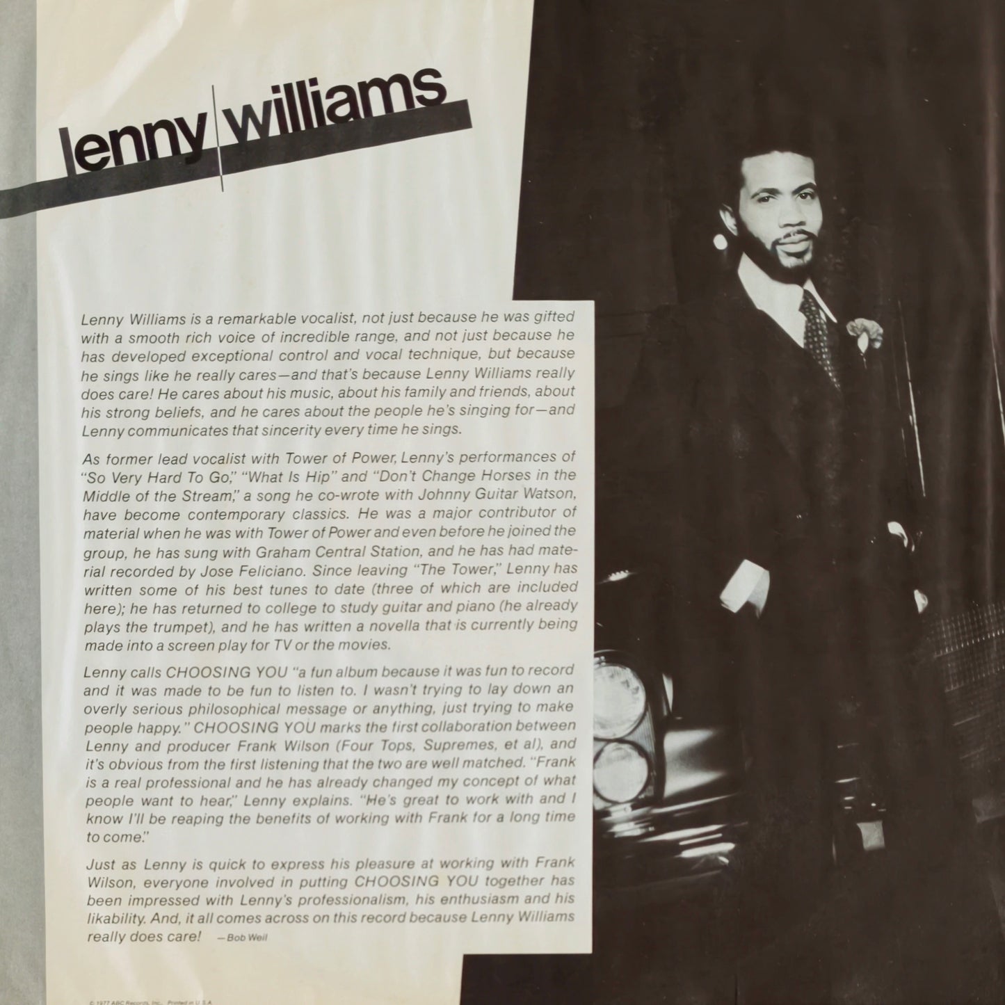 LENNY WILLIAMS - Choosing You (Pressage US)