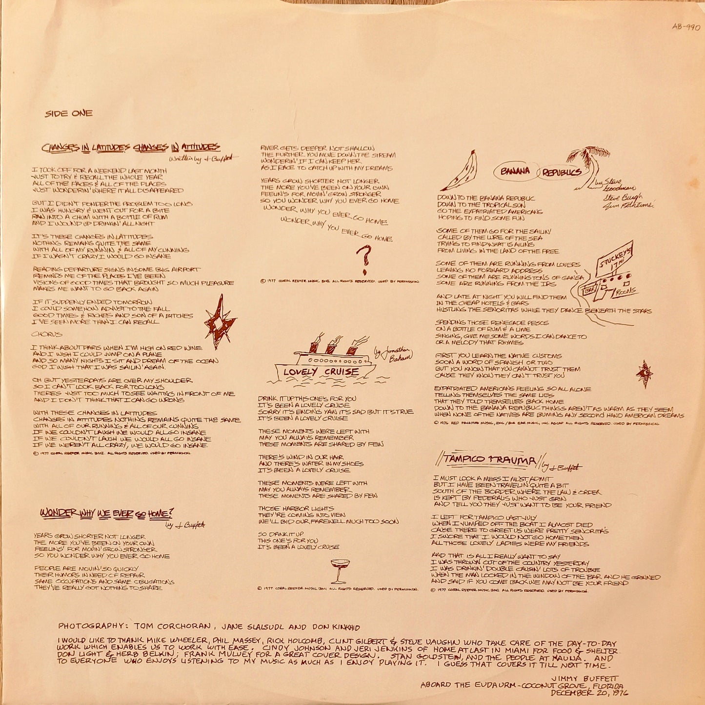JIMMY BUFFETT - Changes In Latitudes, Changes In Attitudes (Pressage US)