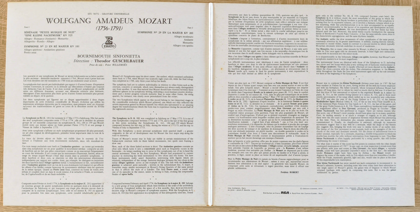 W.A. MOZART - La Petite Musique De Nuit,"Eine Kleine Nachtmusik" KV 525 / Symphonie N°29 / Symphonie N° 23