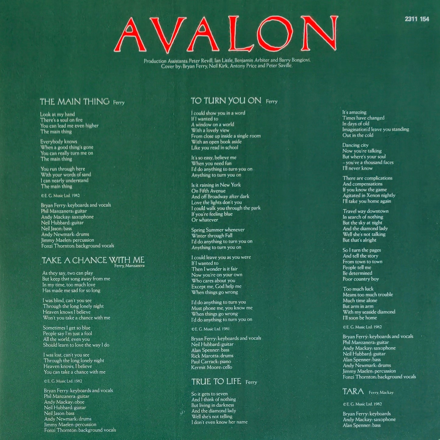 ROXY MUSIC - Avalon