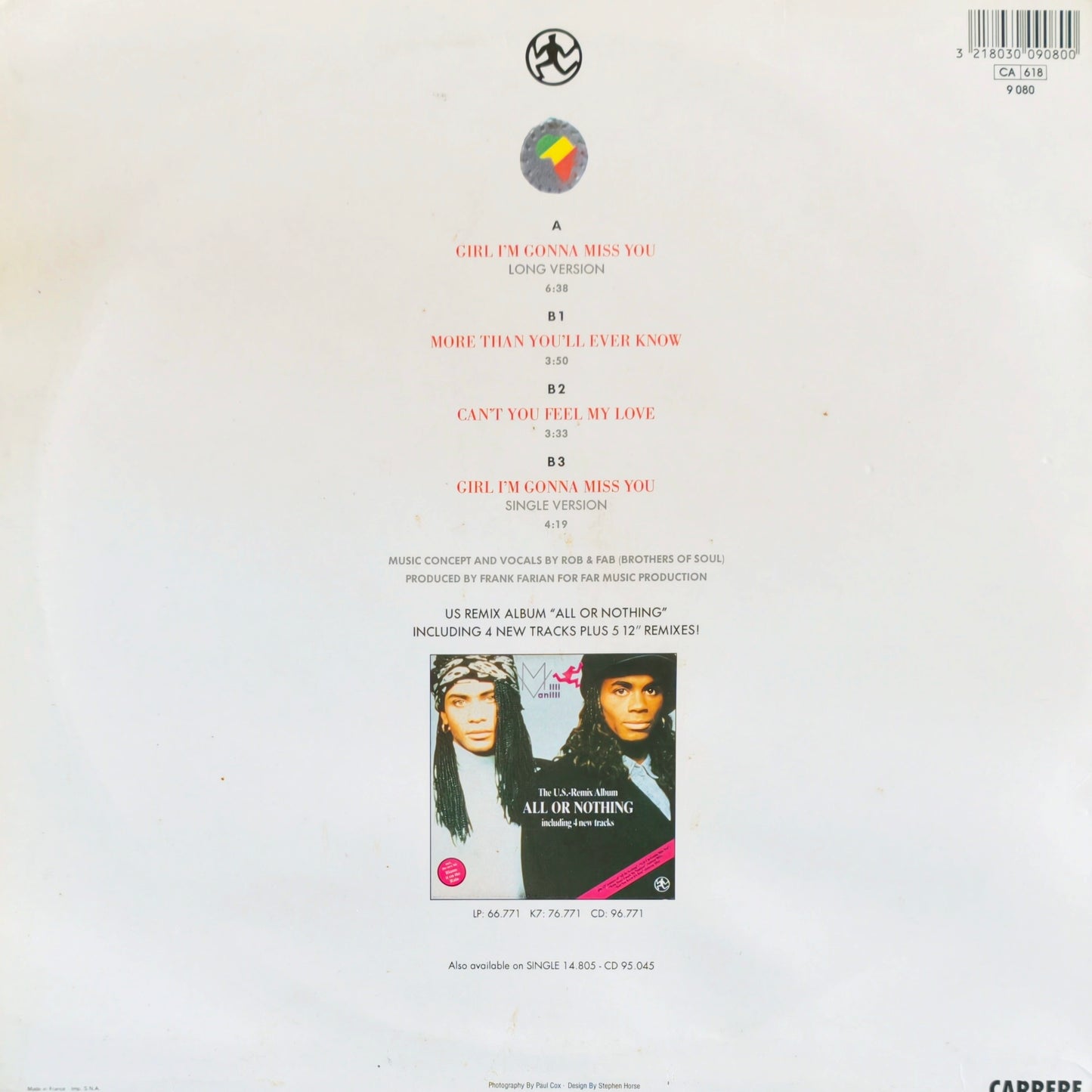 MILLI VANILLI - Girl I'm Gonna Miss You