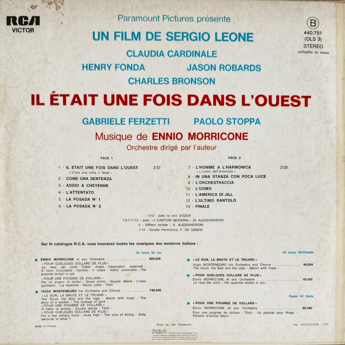 ENNIO MORRICONE - Il Était Une Fois Dans L'Ouest (Bande Originale Du Film)