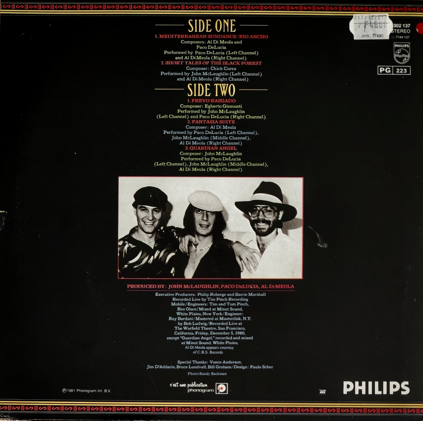 AL DI MEOLA, JOHN McLAUGHLIN, PACO DE LUCIA - Friday Night In San Francisco