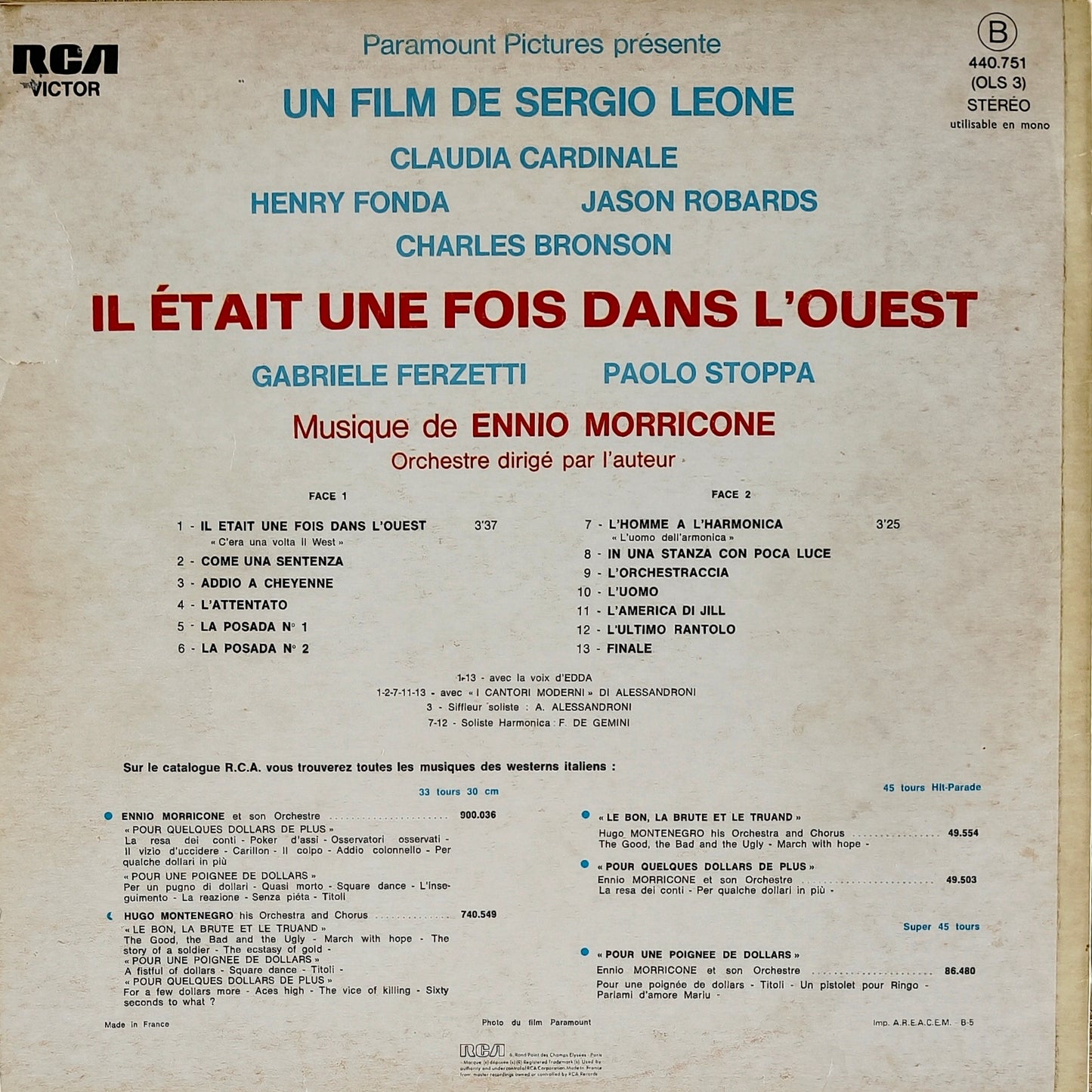 ENNIO MORRICONE - Il Était Une Fois Dans L'Ouest (Bande Originale Du Film)
