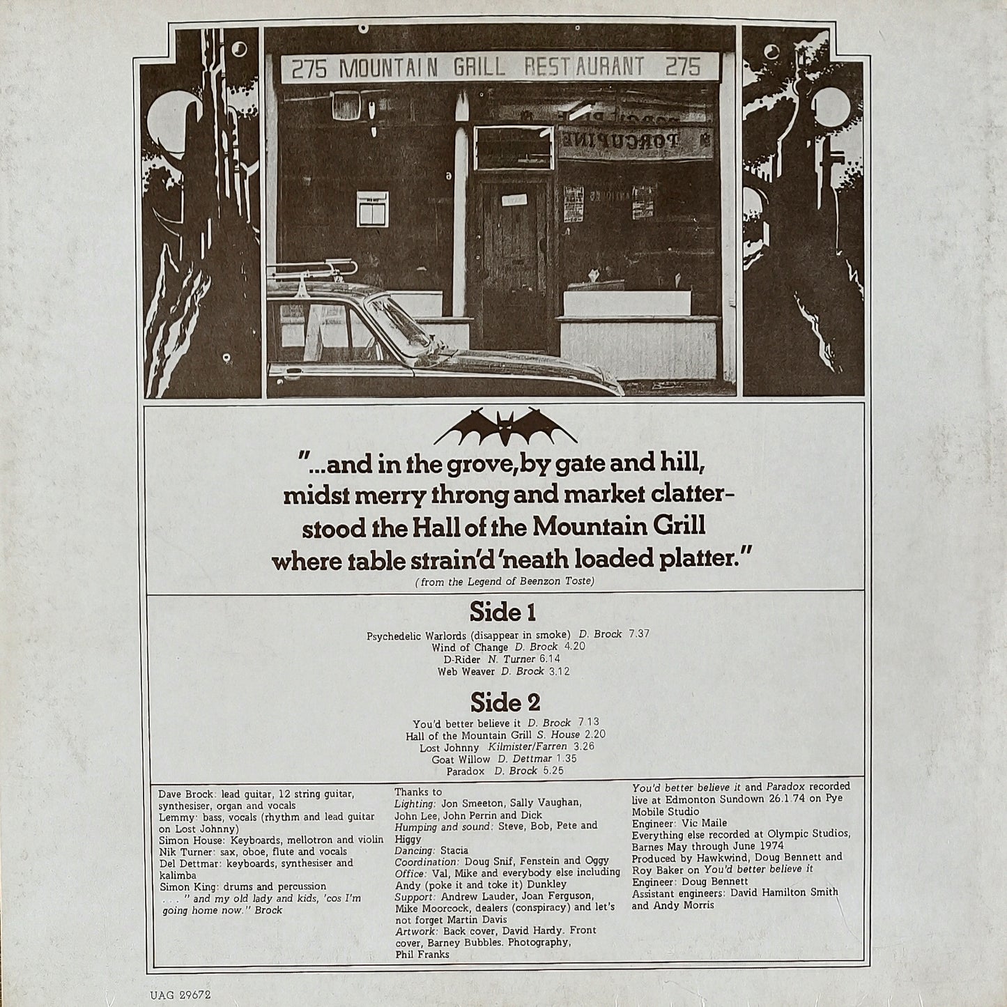 HAWKWIND - Hall Of The Mountain Grill