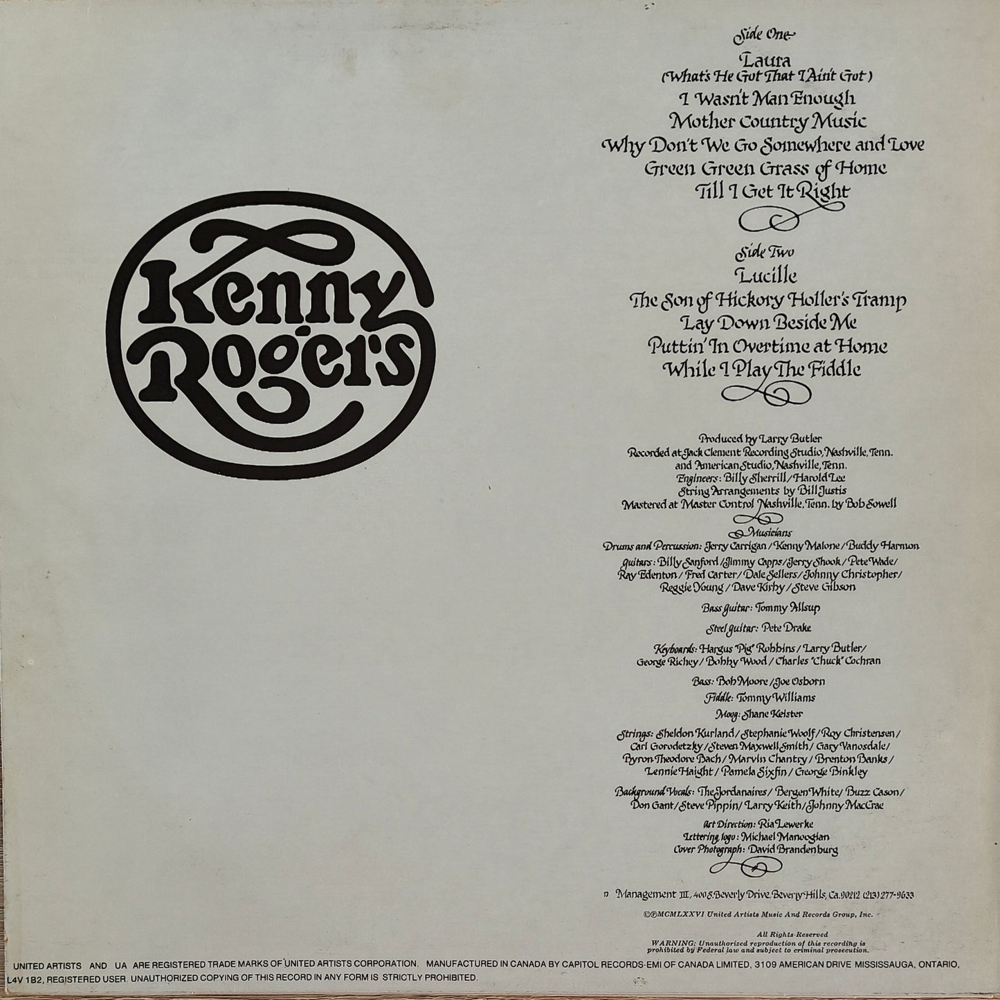 KENNY ROGERS - Kenny Rogers (Pressage Canada)
