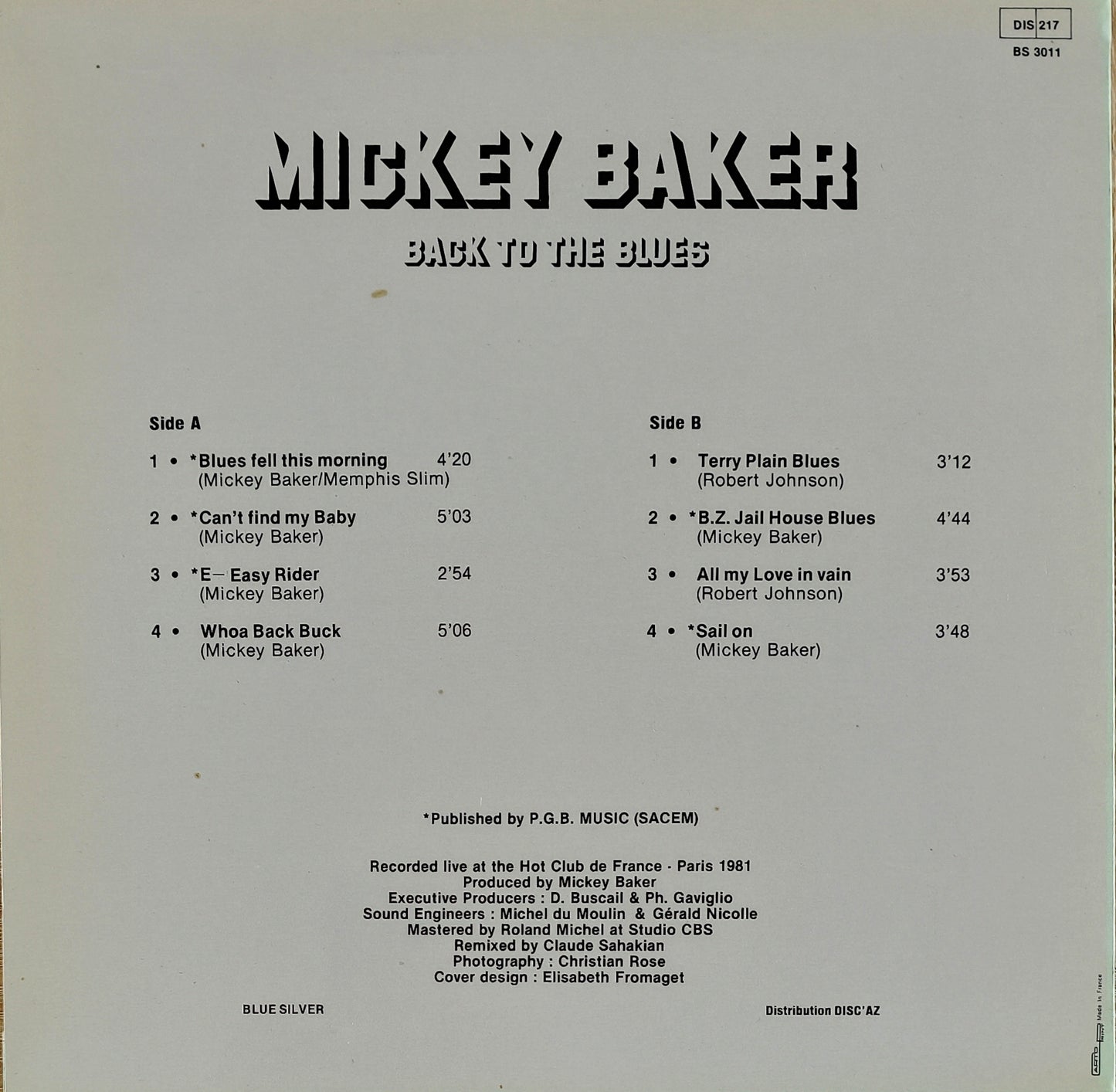 MICKEY BAKER - Back To The Blues