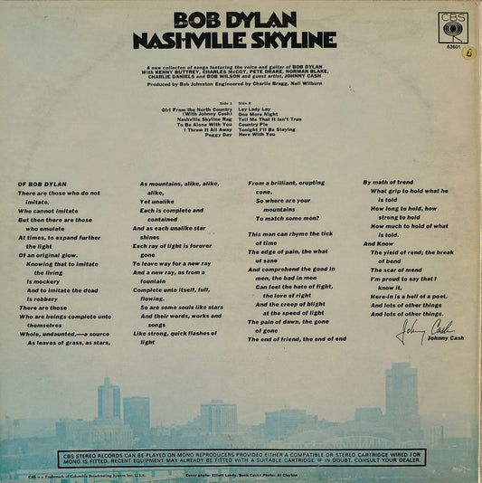 BOB DYLAN - Nashville Skyline (Pressage UK)