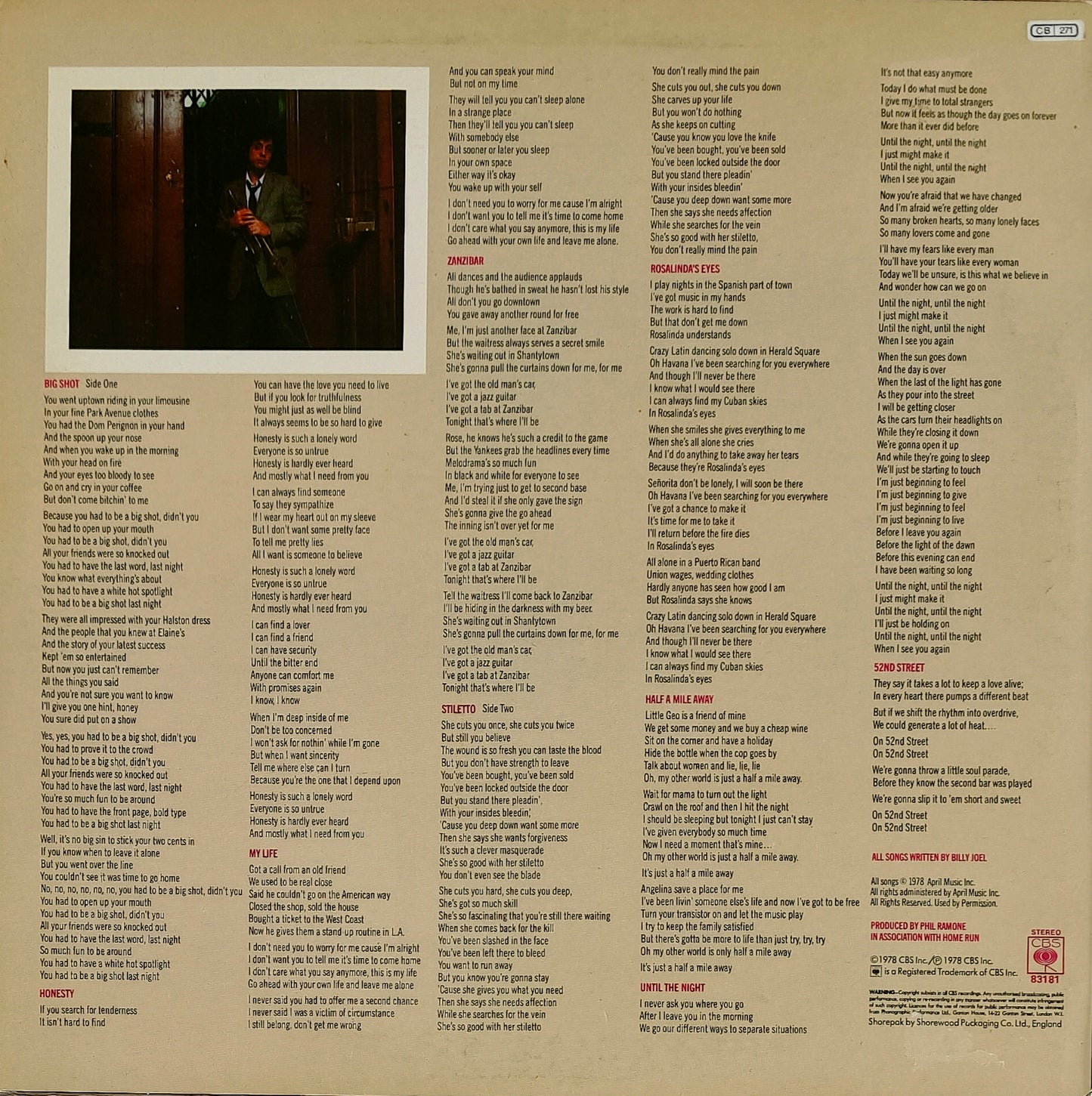 BILLY JOEL - 52nd Street (Pressage UK)