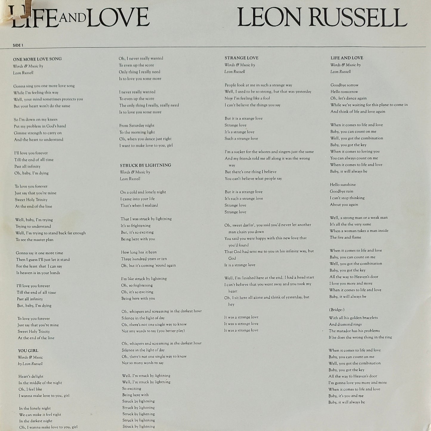 LEON RUSSELL - Life And Love (Pressage US)