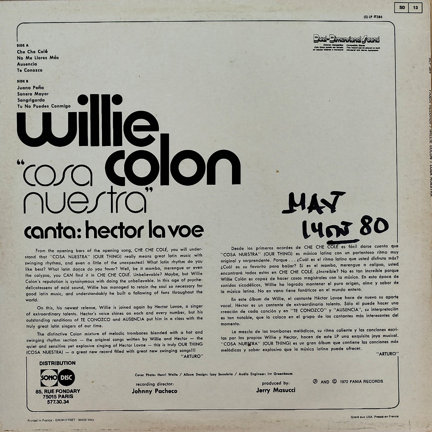 WILLIE COLON , CANTA : HECTOR LAVOE - Cosa Nuestra
