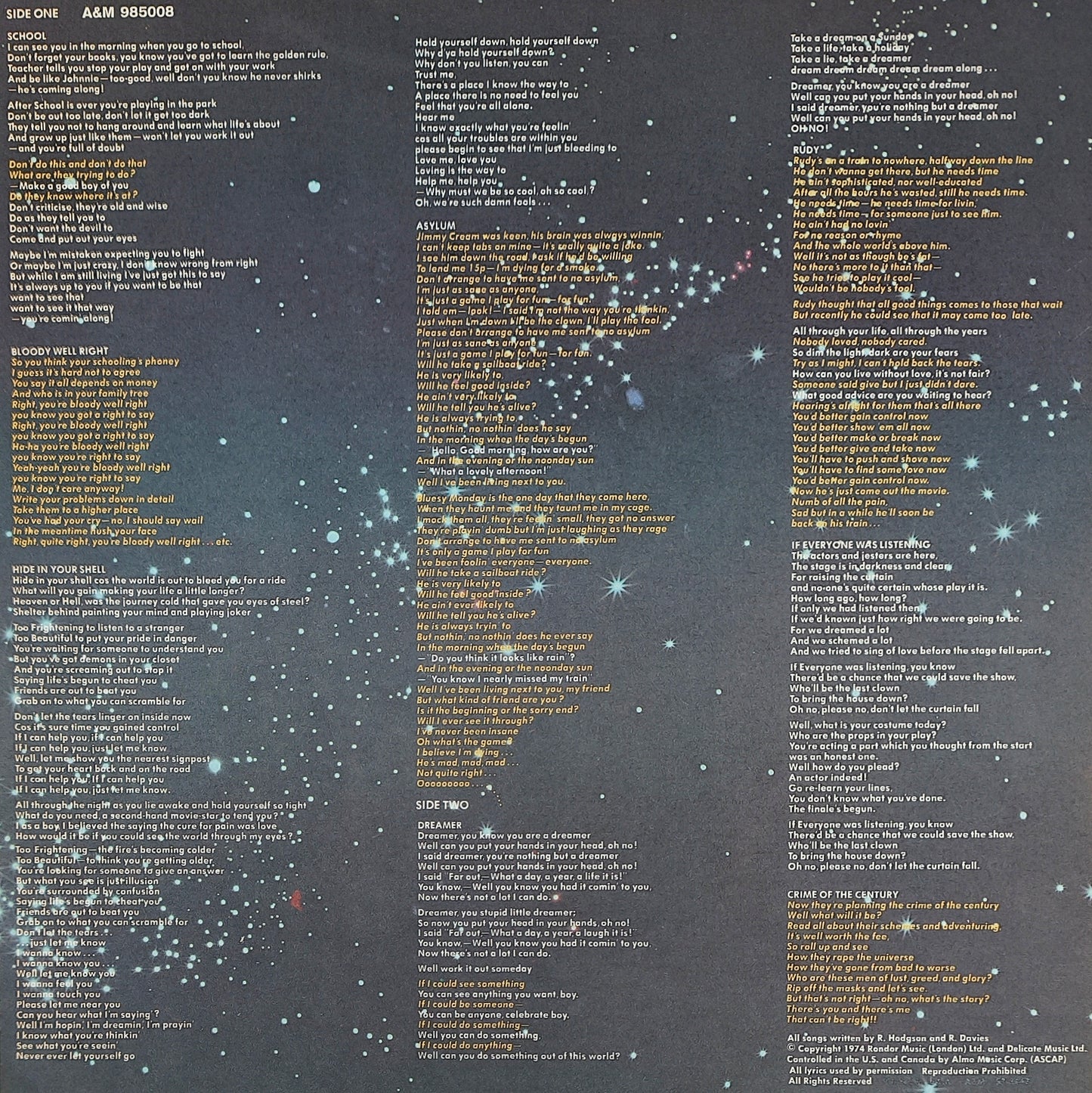 SUPERTRAMP - Crime Of The Century