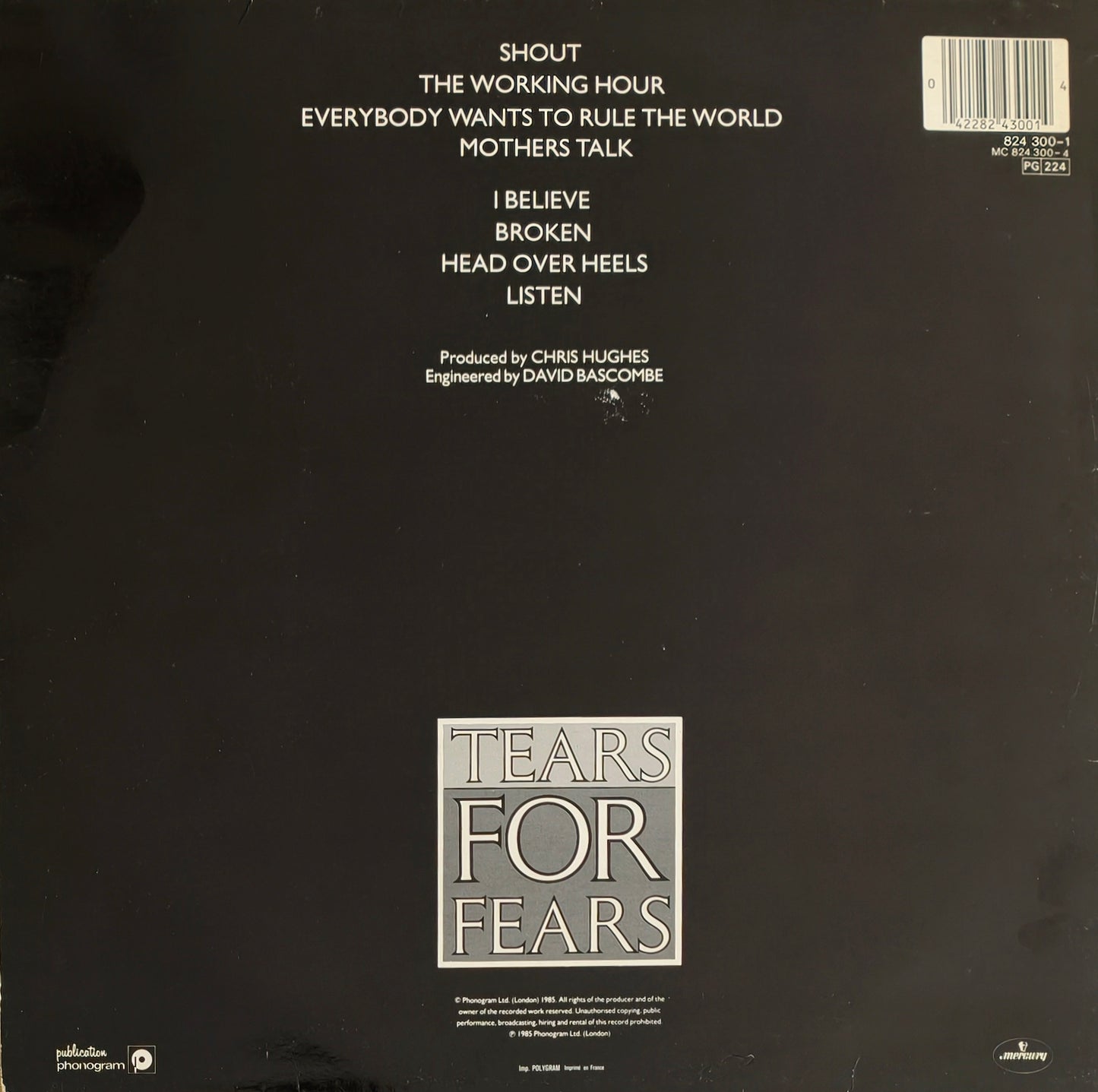 TEARS FOR FEARS - Songs from the Big Chair