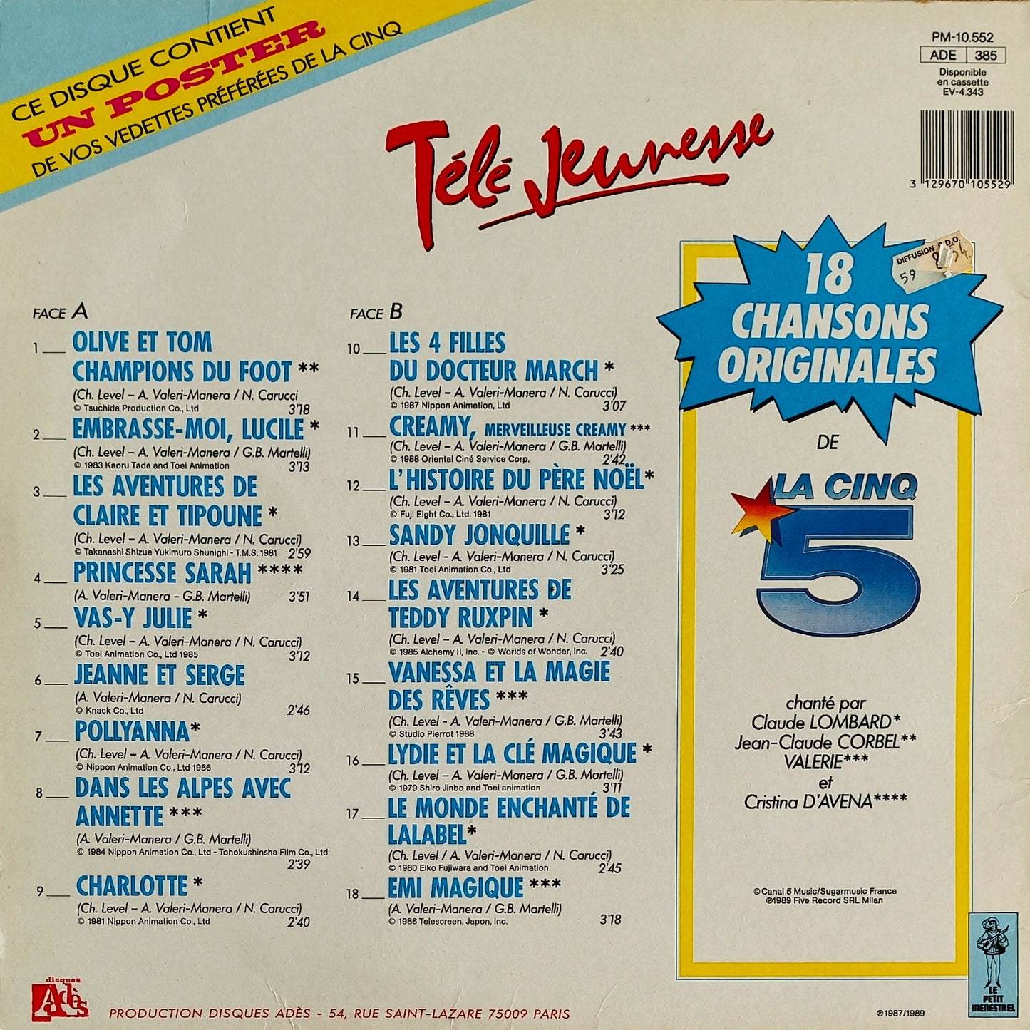 TELE JEUNESSE - 18 Chansons Originales de La 5