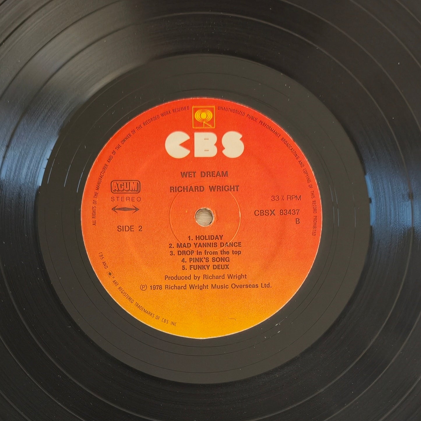 RICHARD WRIGHT - Wet Dream (Pressage Israel)