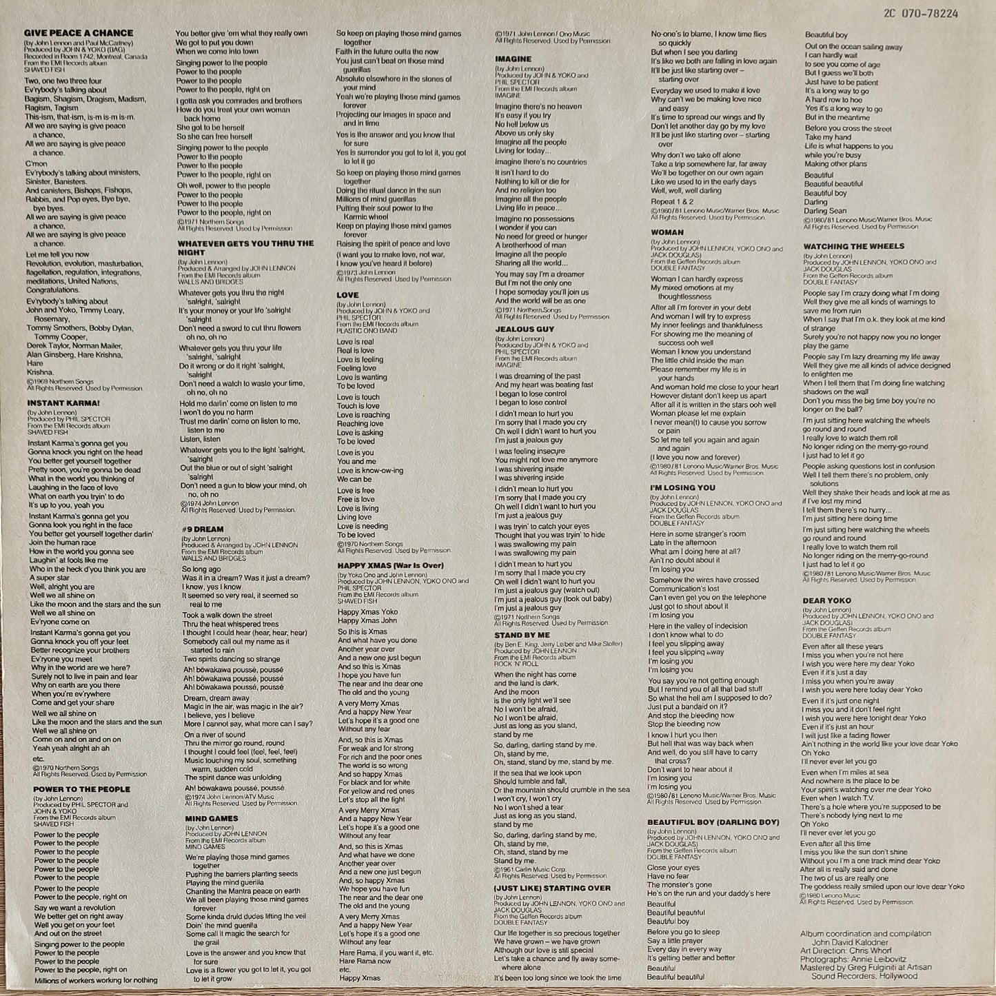 JOHN LENNON - The John Lennon Collection