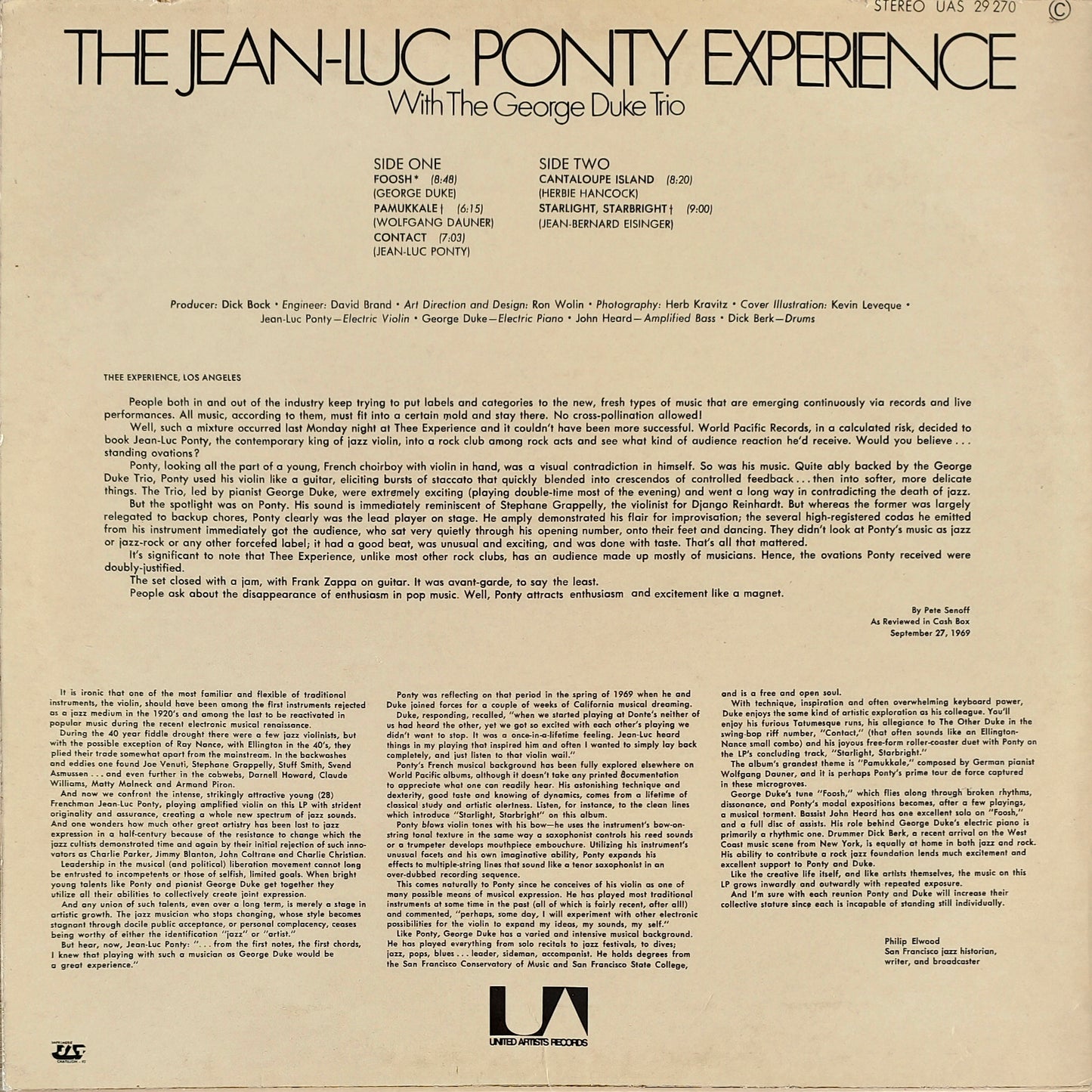 THE JEAN LUC PONTY EXPERIENCE WITH THE GEORGE DUKE TRIO - Live In Los Angeles