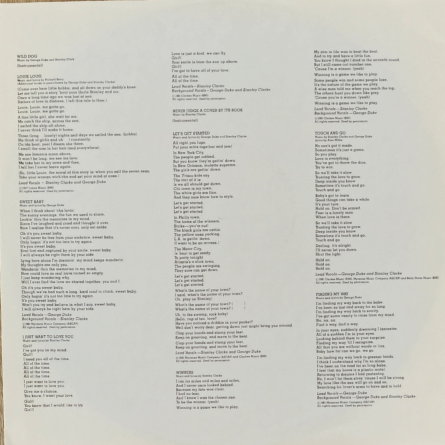 STANLEY CLARKE / GEORGE DUKE - The Clarke / Duke Project