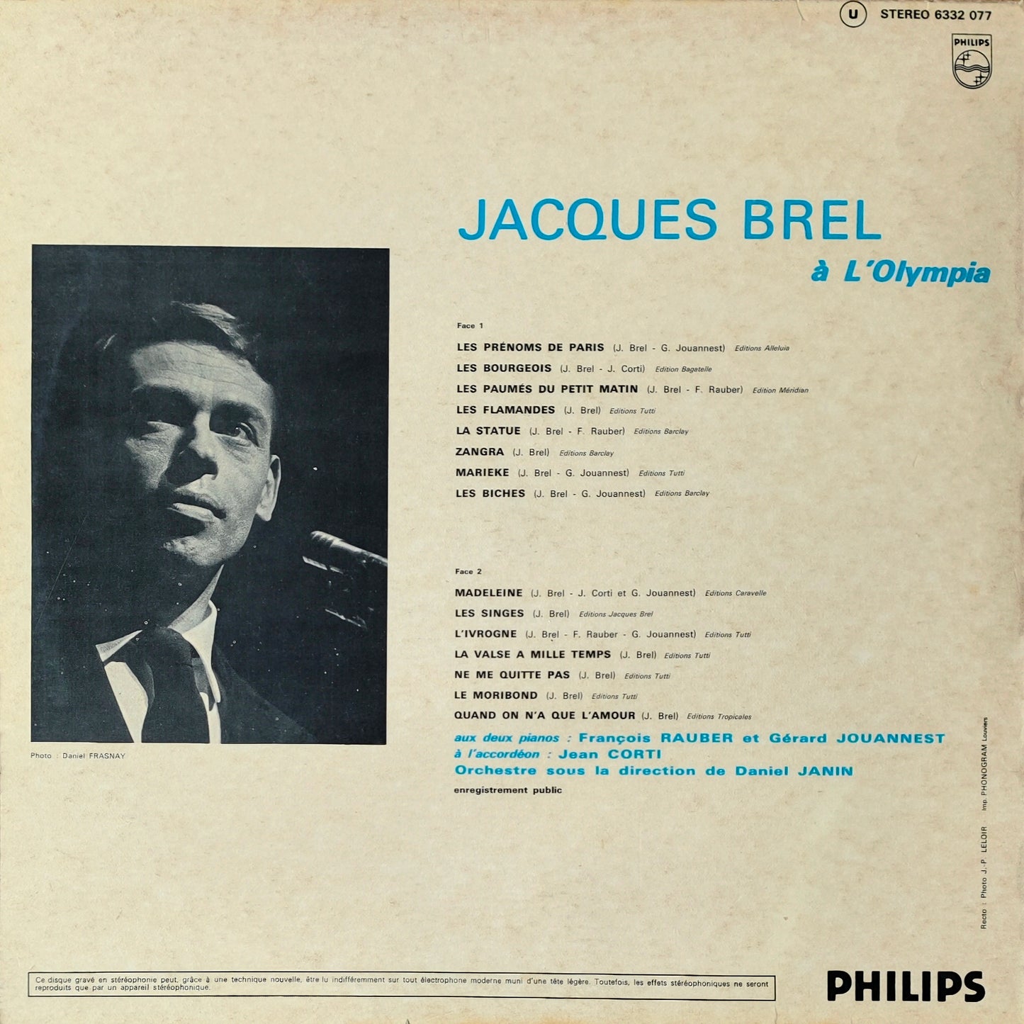 JACQUES BREL - Enregistrement Public À L'Olympia