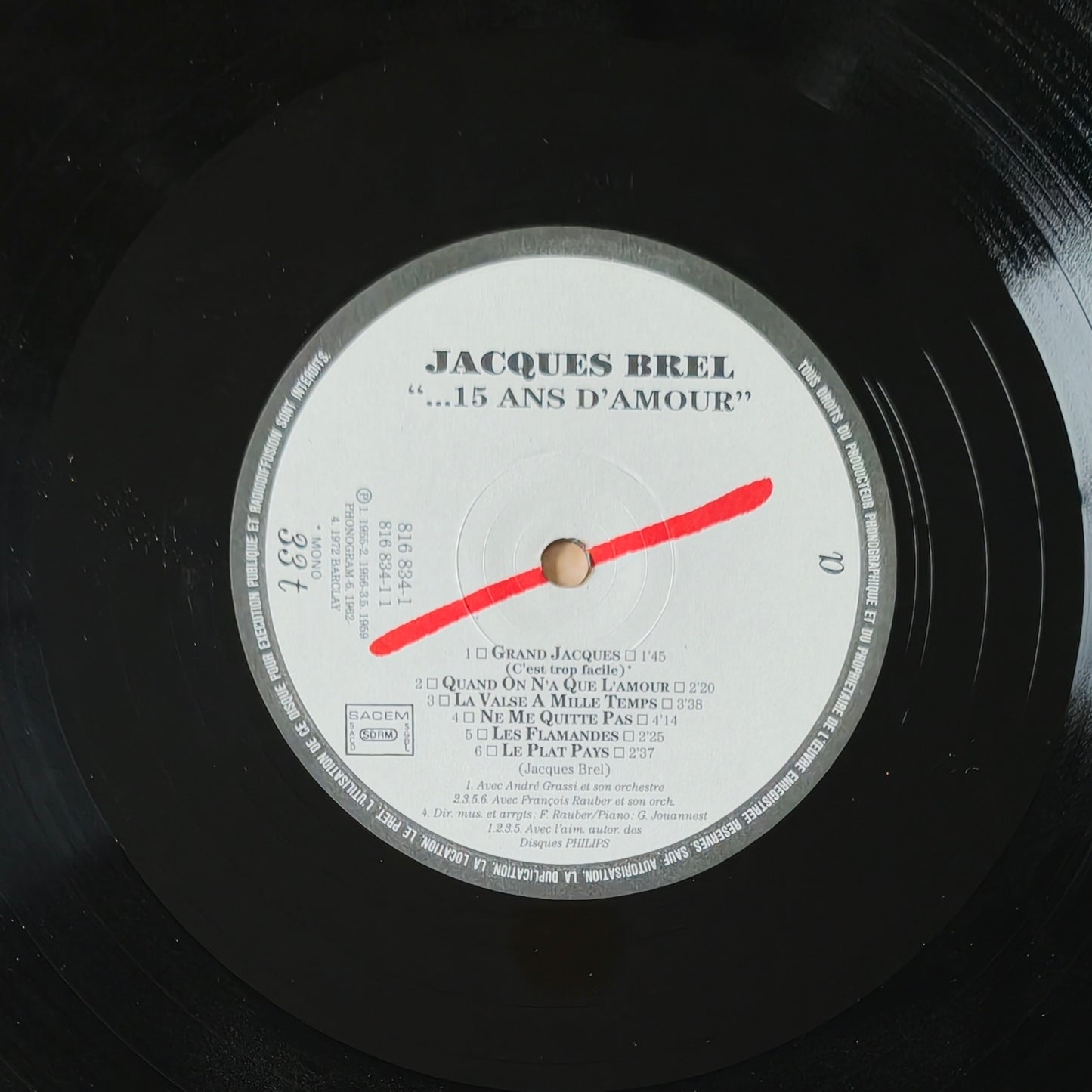 JACQUES BREL - Quinze ans d'amour