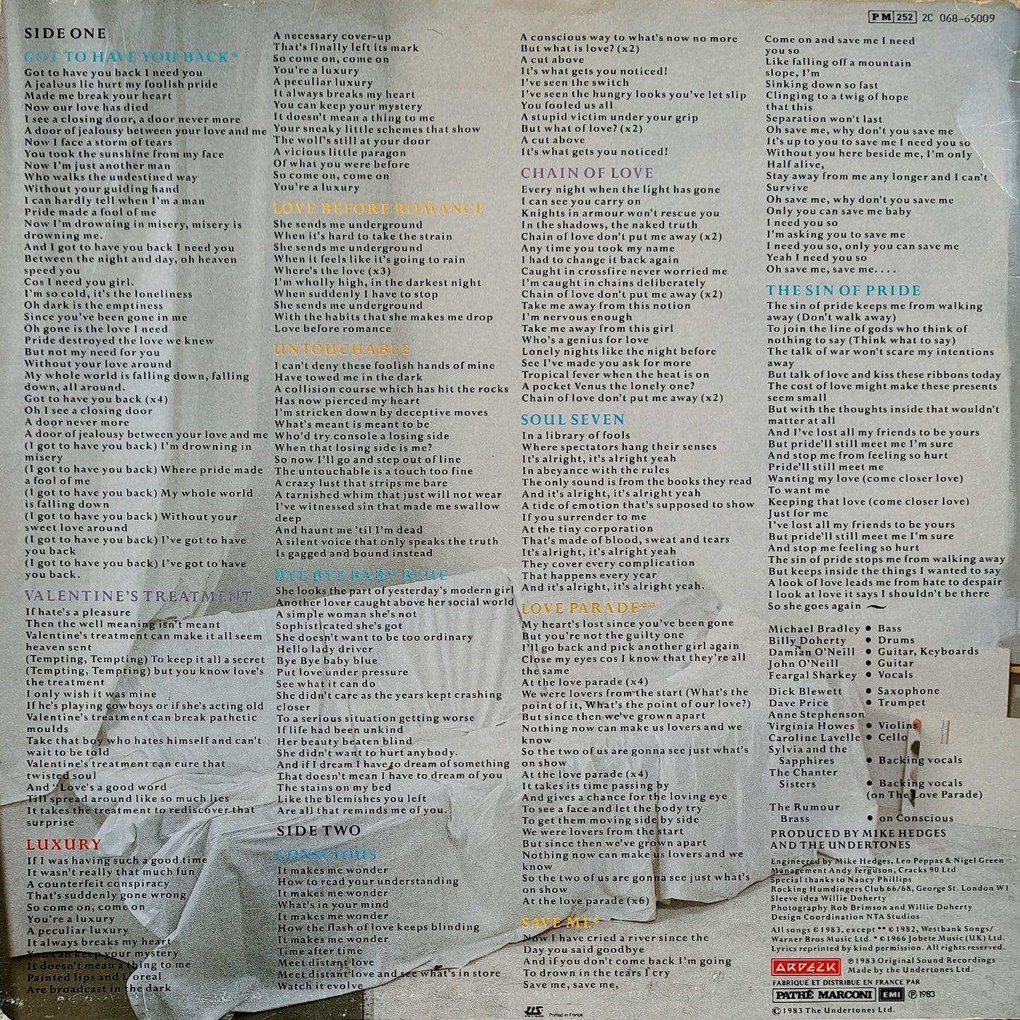 THE UNDERTONES - The Sin Of Pride
