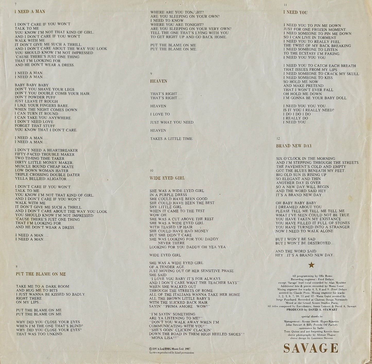 EURYTHMICS - Savage