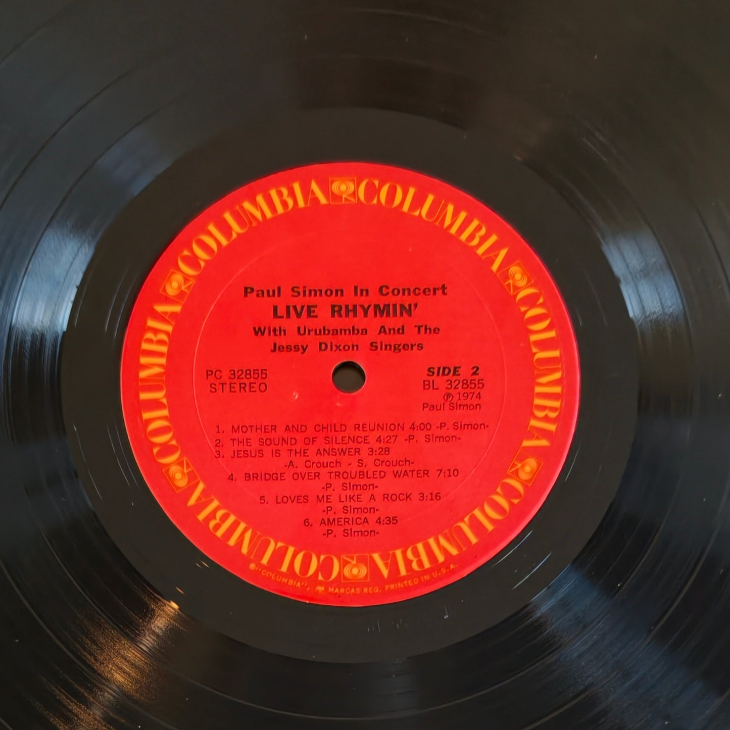 PAUL SIMON WITH URUBAMBA & THE JESSY DIXON SINGERS - Paul Simon In Concert Live Rhymin' (Pressage US)