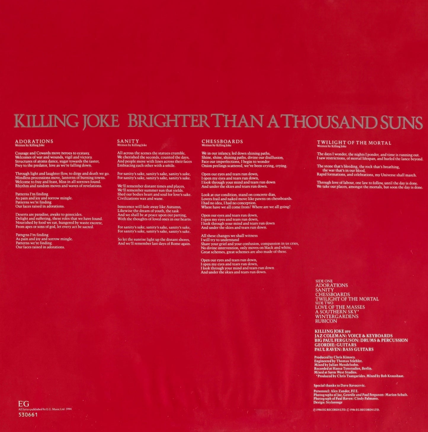 KILLING JOKE - Brighter Than A Thousand Suns