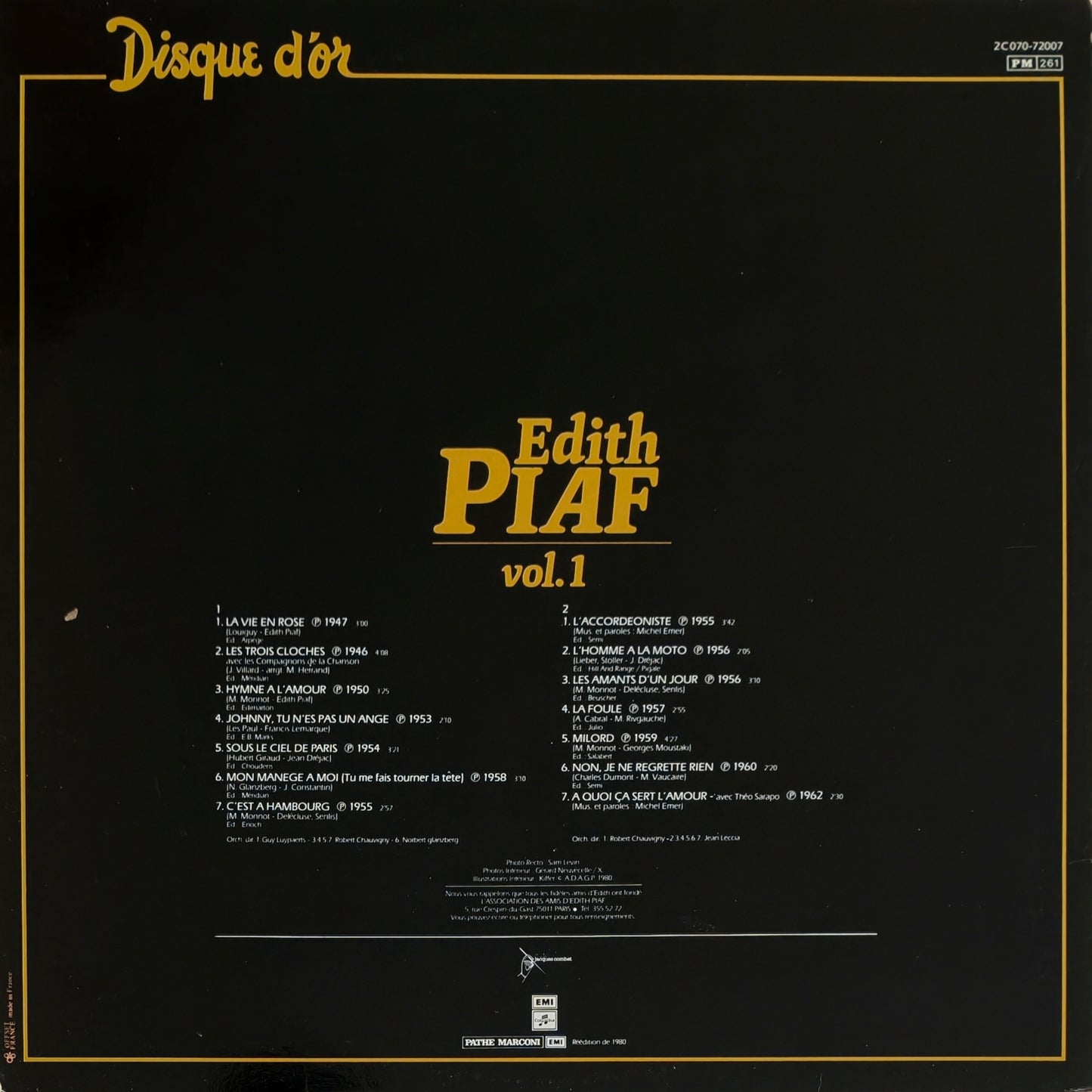 EDITH PIAF - Disque D'Or - Vol. 1