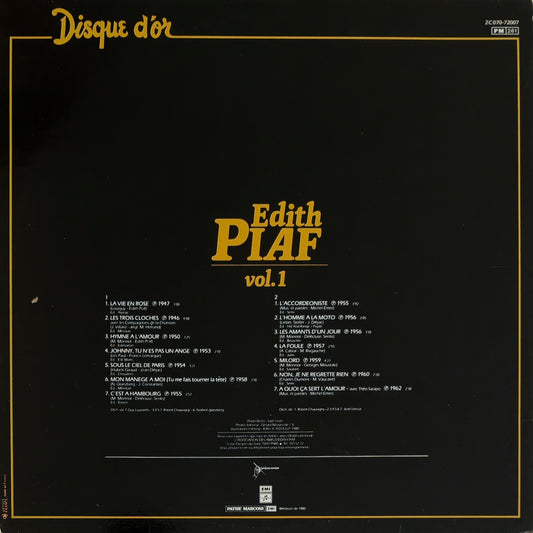 EDITH PIAF - Disque D'Or - Vol. 1
