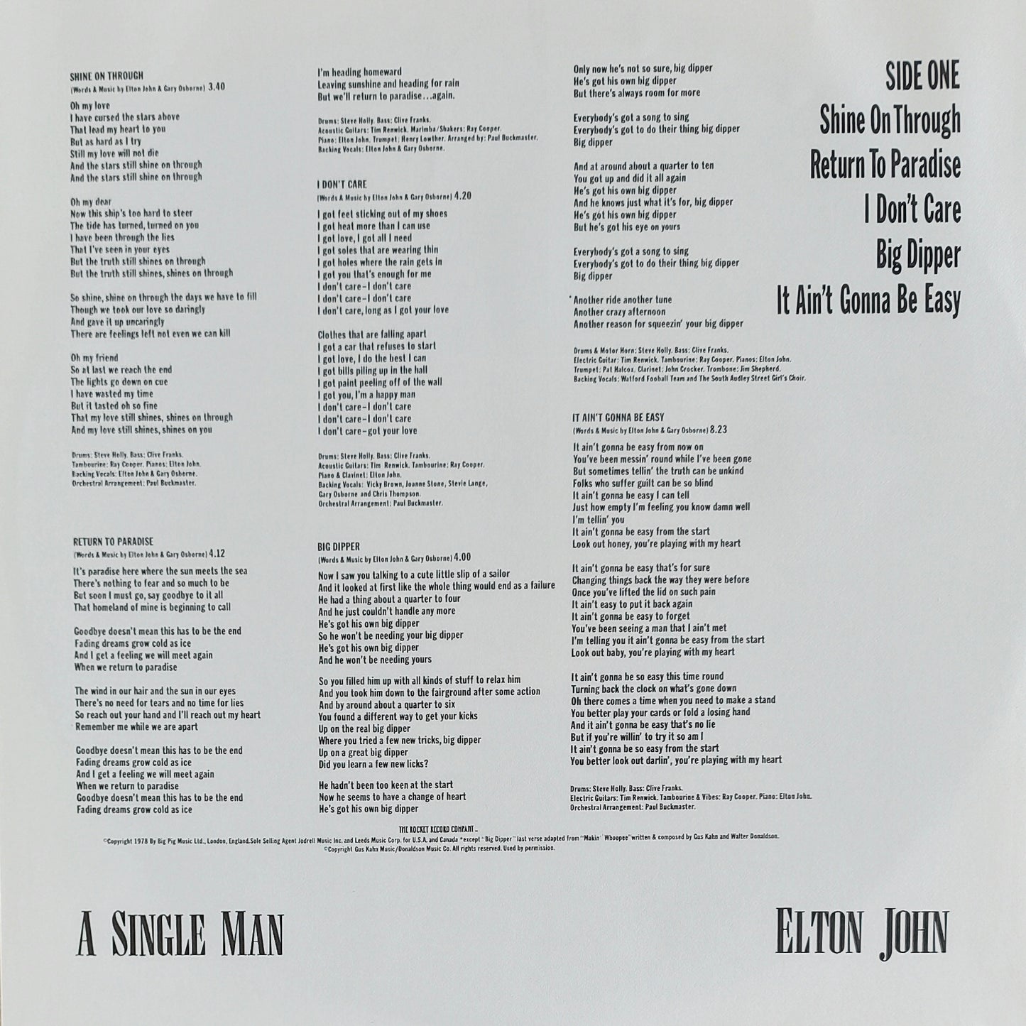 ELTON JOHN - A single Man