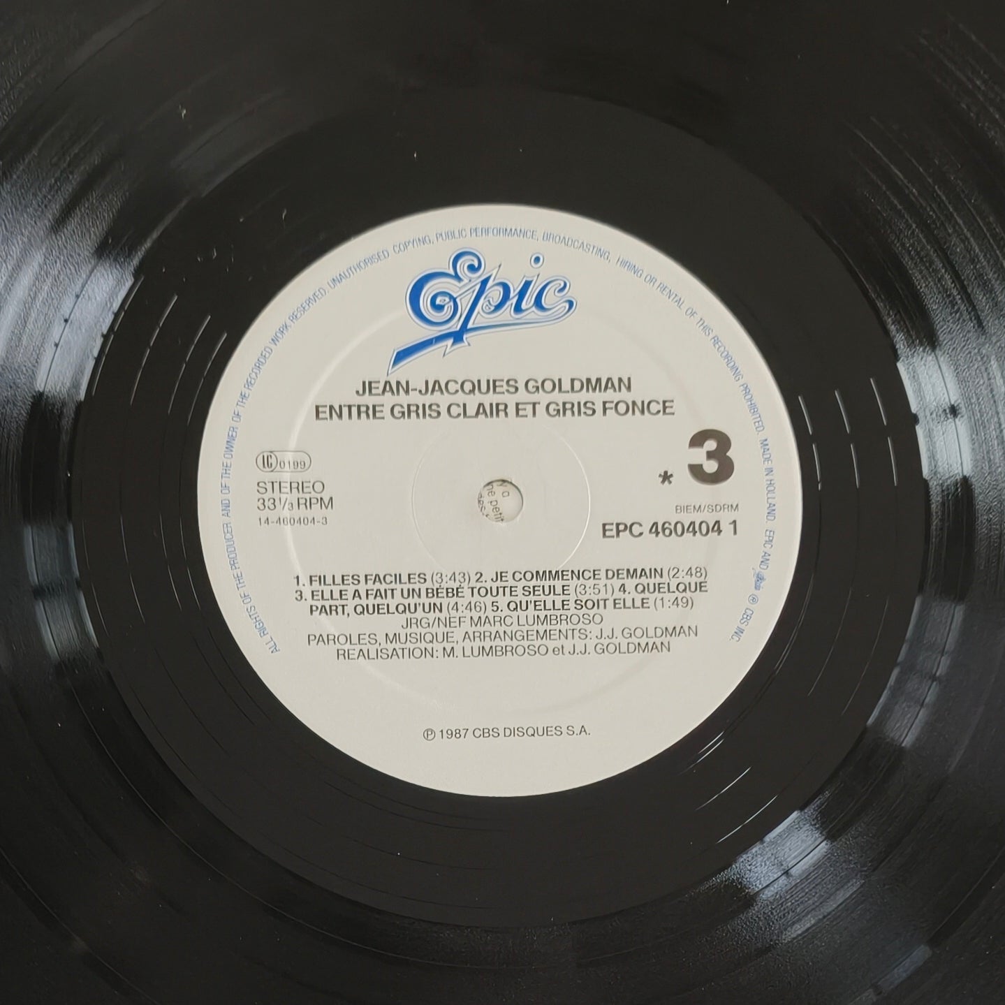 JEAN JACQUES GOLDMAN - Entre Gris Clair et Gris Foncé