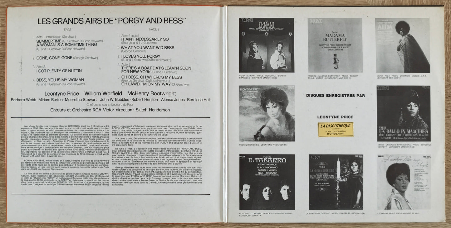 GERSHWIN / LEONTYNE PRICE, WILLIAM WARFIELD, Mc HENRY BOATWRIGHT - Les Grands Airs De "Porgy And Bess"