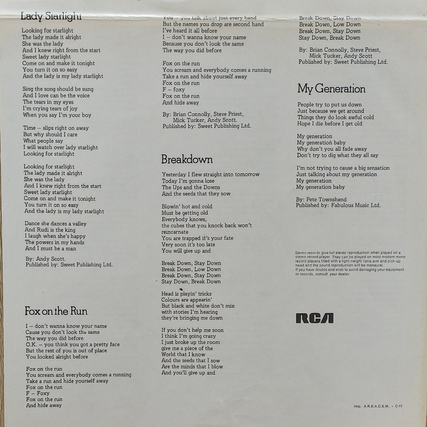 SWEET - Desolation Boulevard