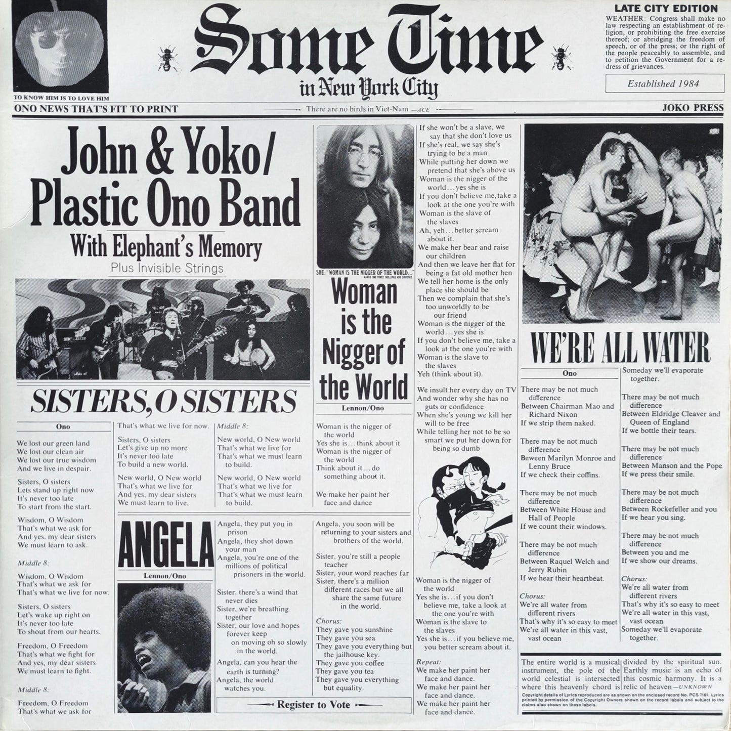 JOHN & YOKO / PLASTIC  ONO BAND - Some Time In New York City (Pressage UK 1972)