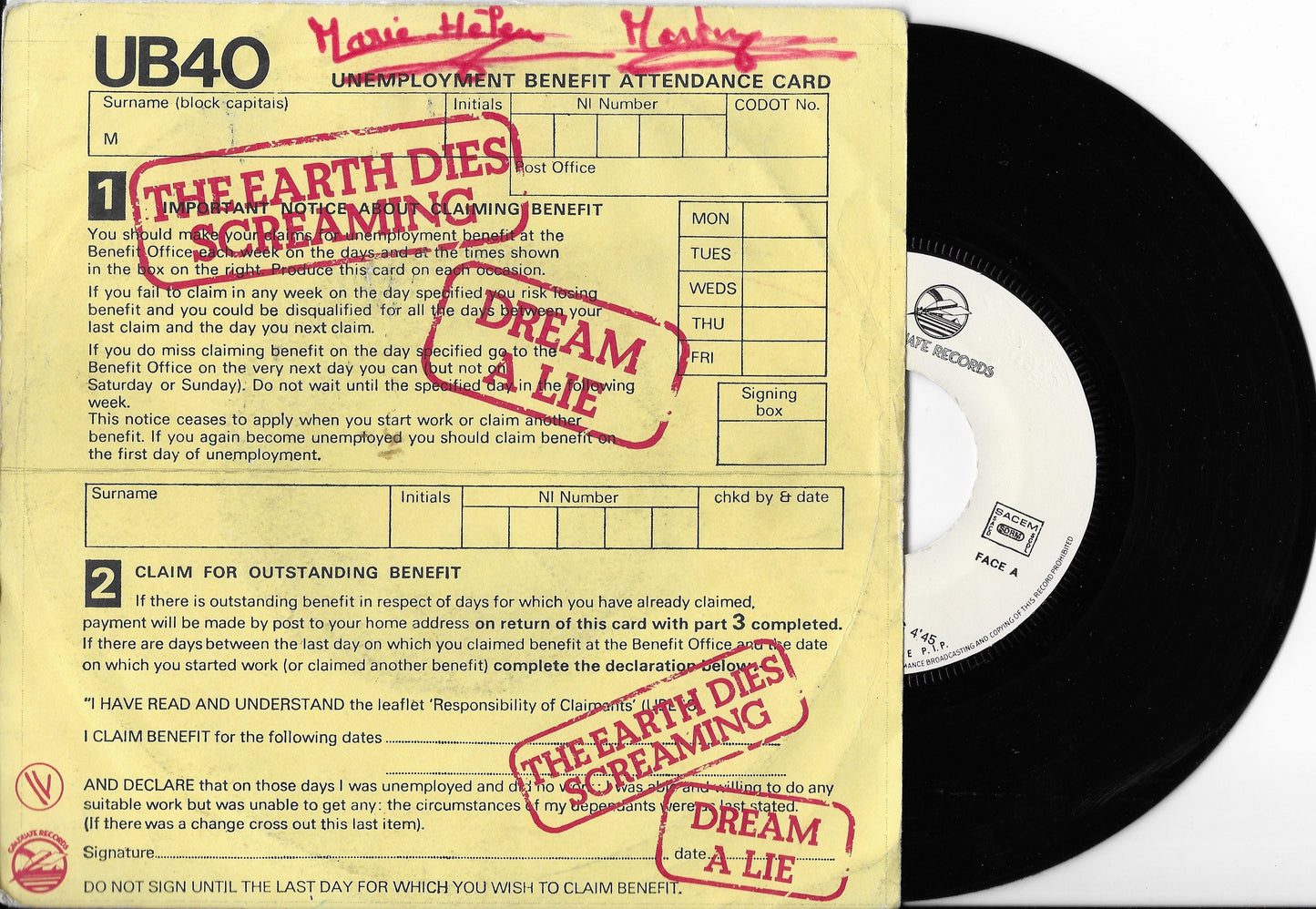 UB40 - The Earth Dies Screaming / Dream A Lie