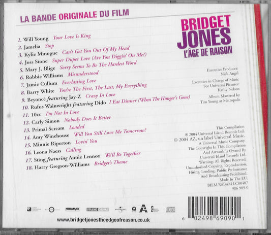 BRIDGET JONES, L'AGE DE RAISON - La Bande Original Du Film