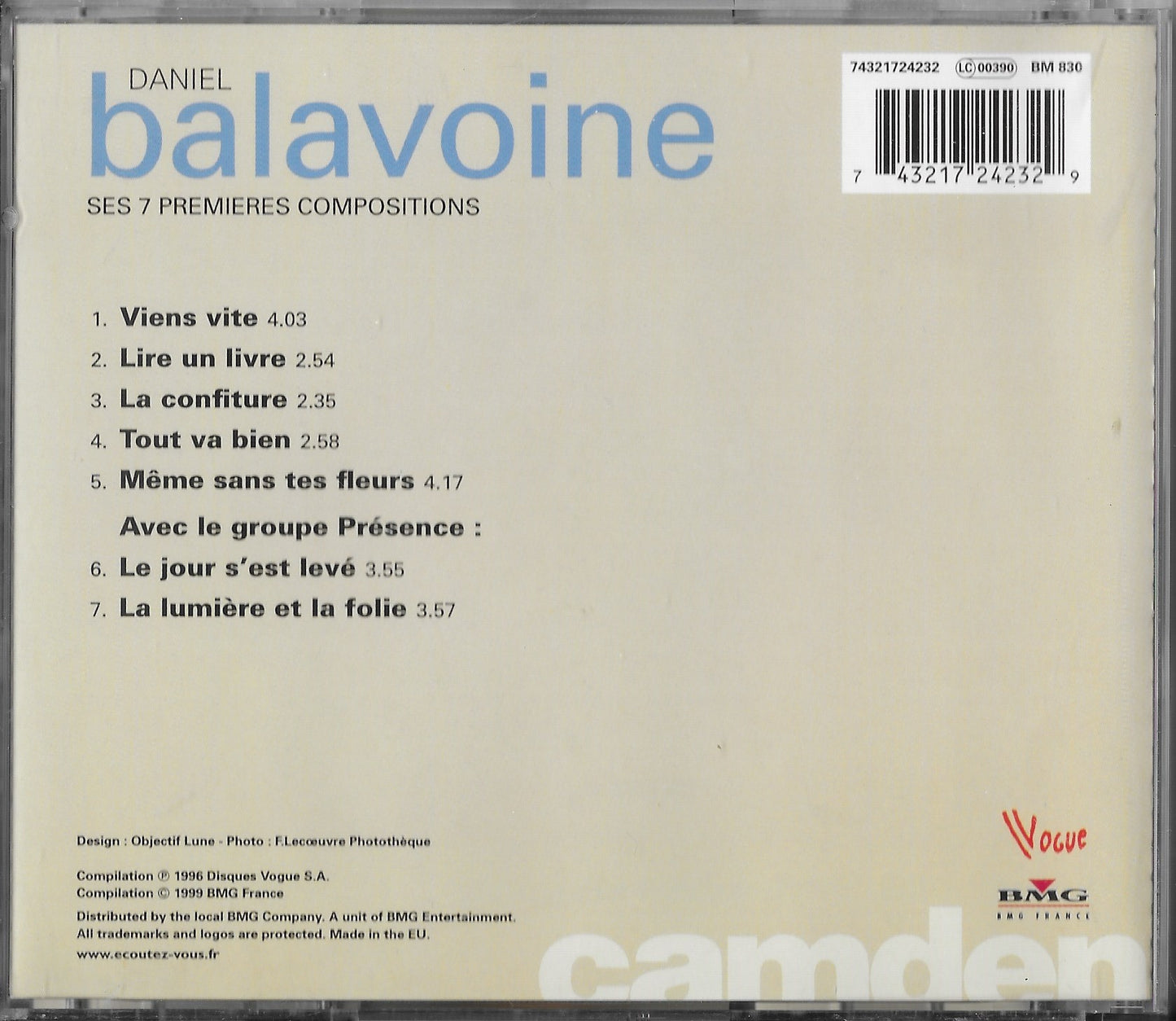 DANIEL BALAVOINE - Ses 7 Premières Compositions