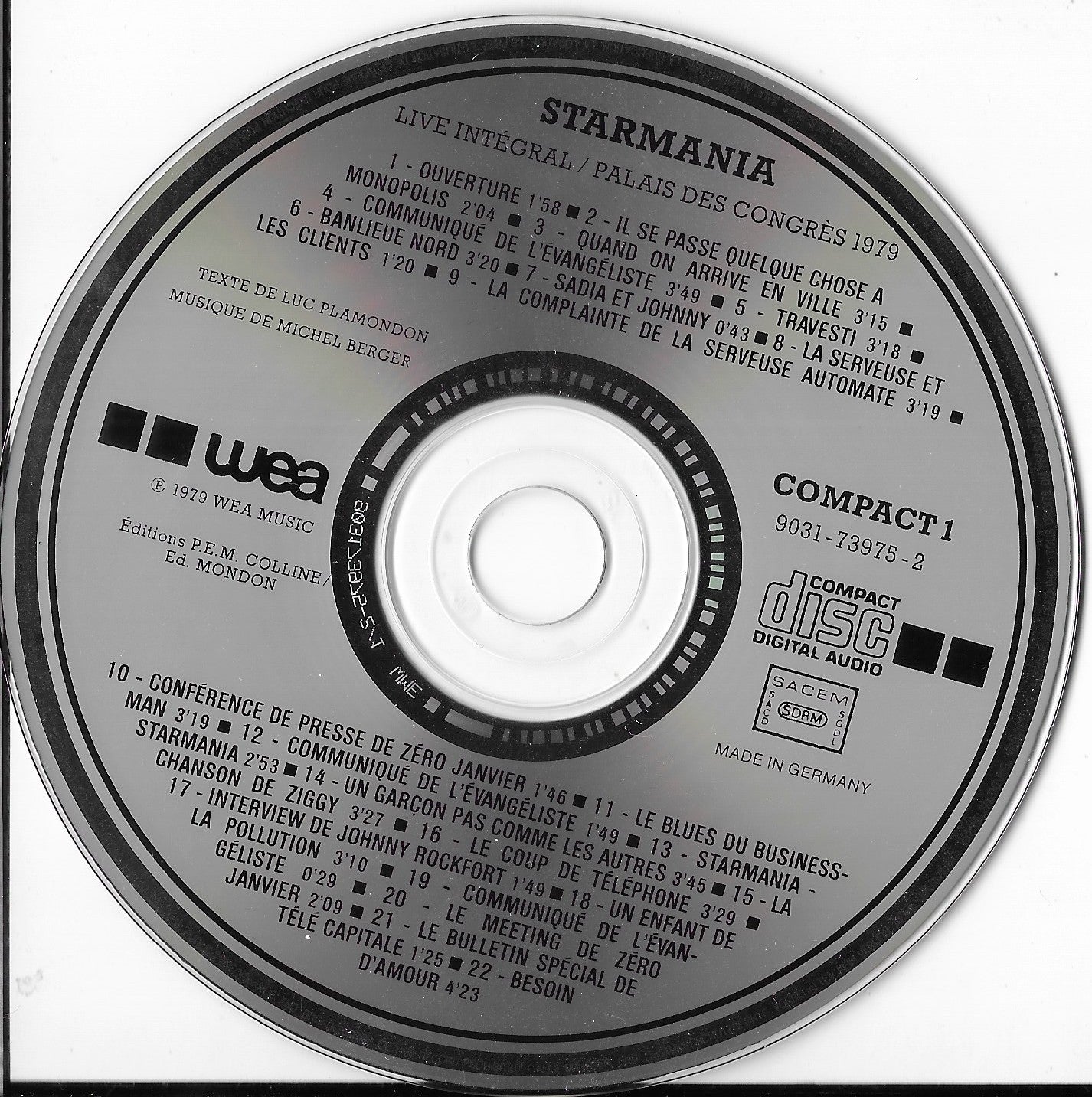 MICHEL BERGER ET LUC PLAMANDON - Starmania - Live Intégral / Version Originale