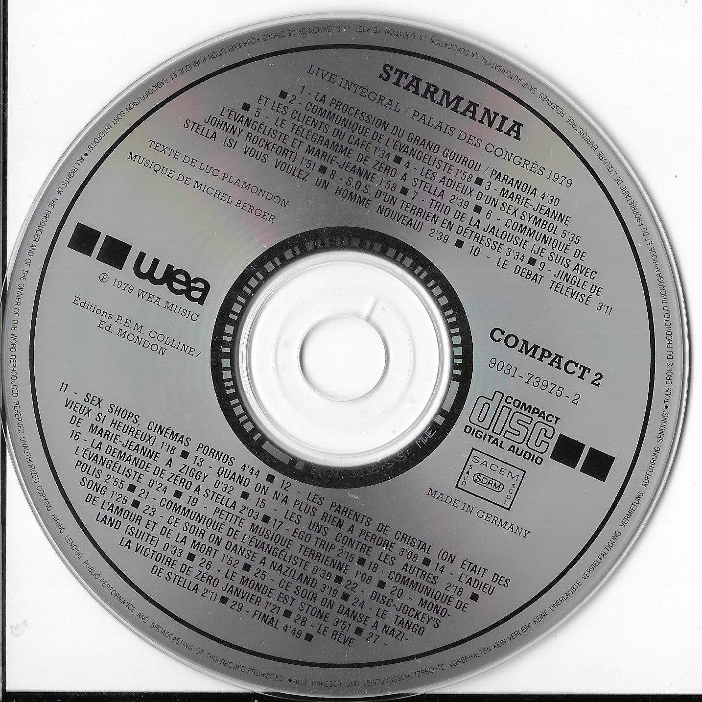 MICHEL BERGER ET LUC PLAMANDON - Starmania - Live Intégral / Version Originale