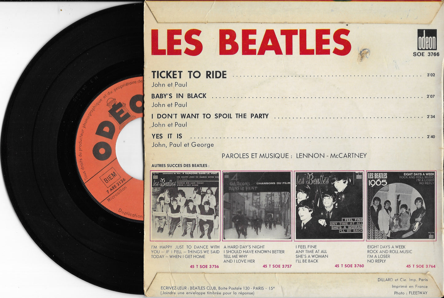 LES BEATLES - Ticket To Ride