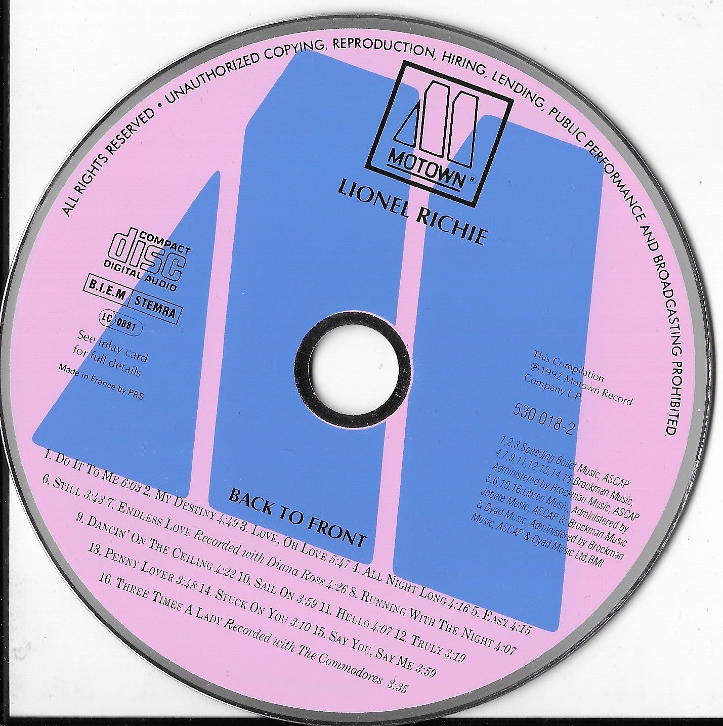 LIONEL RICHIE - Back To Front