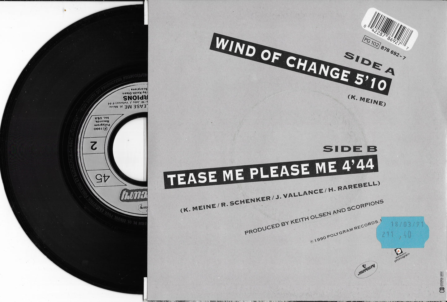 SCORPIONS - Wind Of Change / Tease Me Please Me