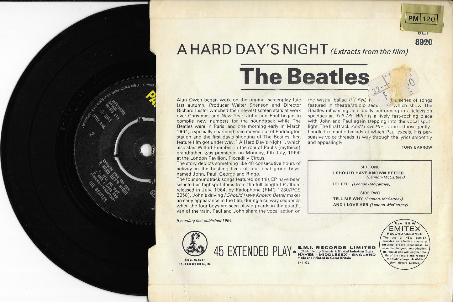 THE BEATLES - Extracts From The Film A Hard Day's Night (Pressage UK)